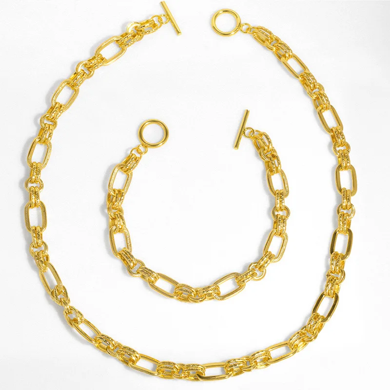 

Минималистичная цепочка ORYANA Rolo OT из ожерелья с застежкой и браслета 18K, позолоченные кристаллы, изящные украшения