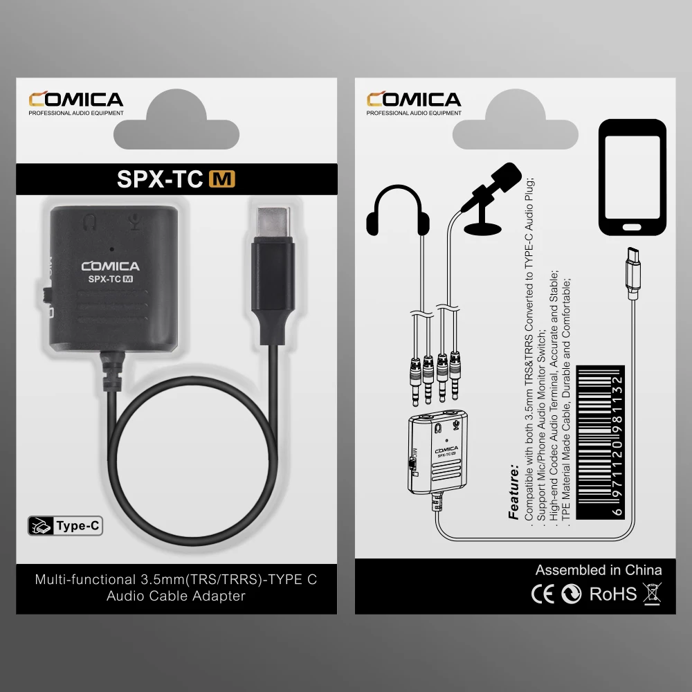 Comica CVM-SPX-TC 3 5 мм TRS/TRRS конвертер в USB TYPE-C Audio для смартфонов Android 0 или выше |