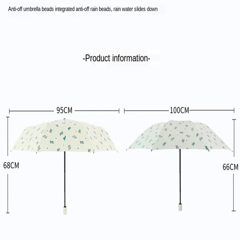 

Little Fresh Lady Rainproof Sunscreen Dual-use Three-fold Folding Umbrella Simple Handle Eight Bones UV Protection Sun Umbrella