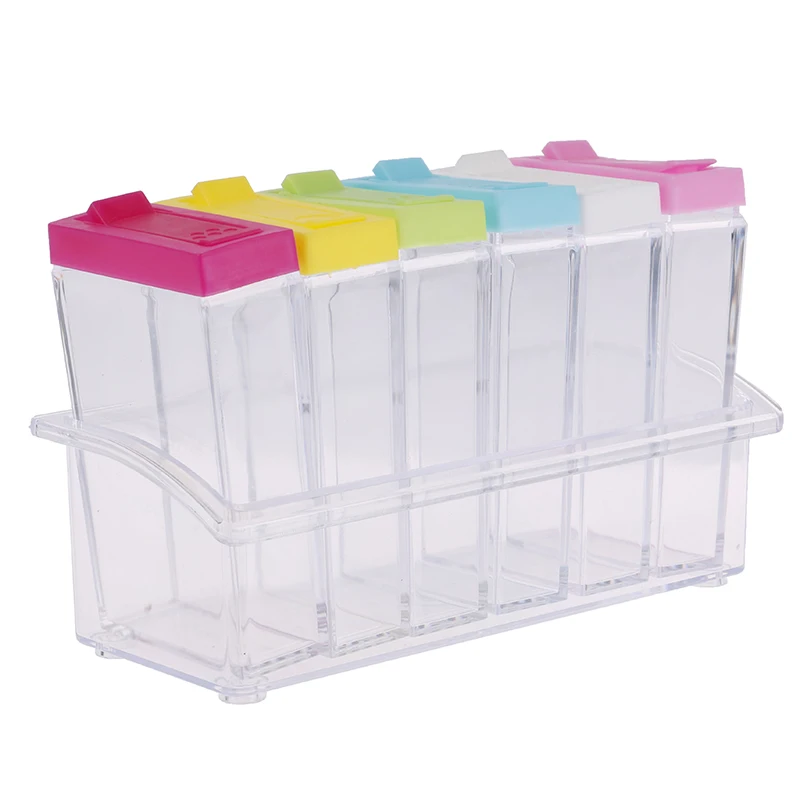 Акриловая прозрачная банка для специй крышка коробка приправ 6 шт./компл.