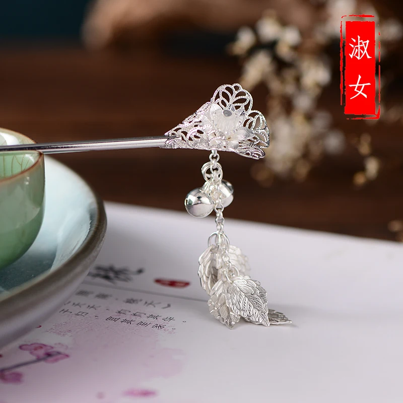 1PC Заколки для волос Kanzashi Bell кисточка Шпилька, которая сотрясается при ходьбе в древнем стиле Hanfu шпилька китайский стиль головной убор Hanfu аксессуары для косплея - Цвет: 1PC