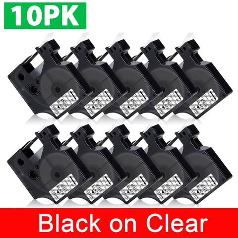 10PK 45013 ленты для DYMO D1 45013 45016 45017 45018 45019 45020 лента для этикеток 12 мм черно-белая для Dymo LabelManager 160 280