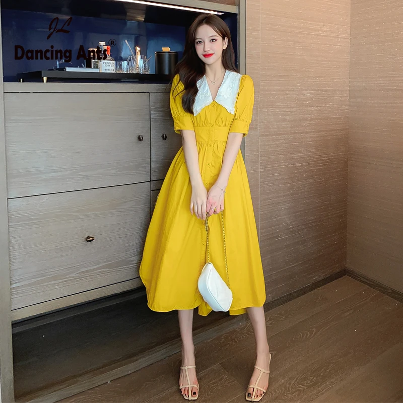 Женское платье трапециевидной формы с воротником Питер Пэн короткие пышные