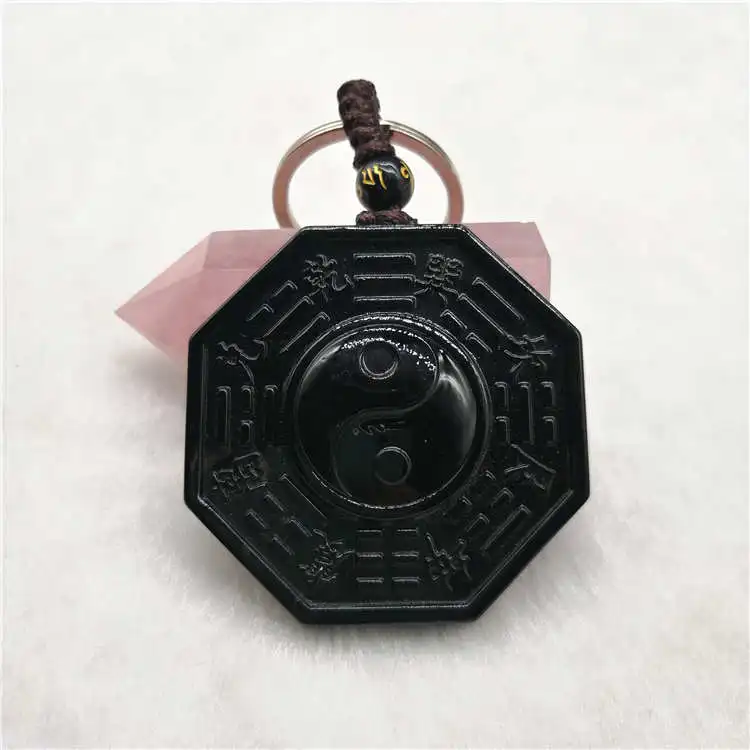 Прямая поставка черный обсидиановый брелок китайская Багуа мужские ювелирные