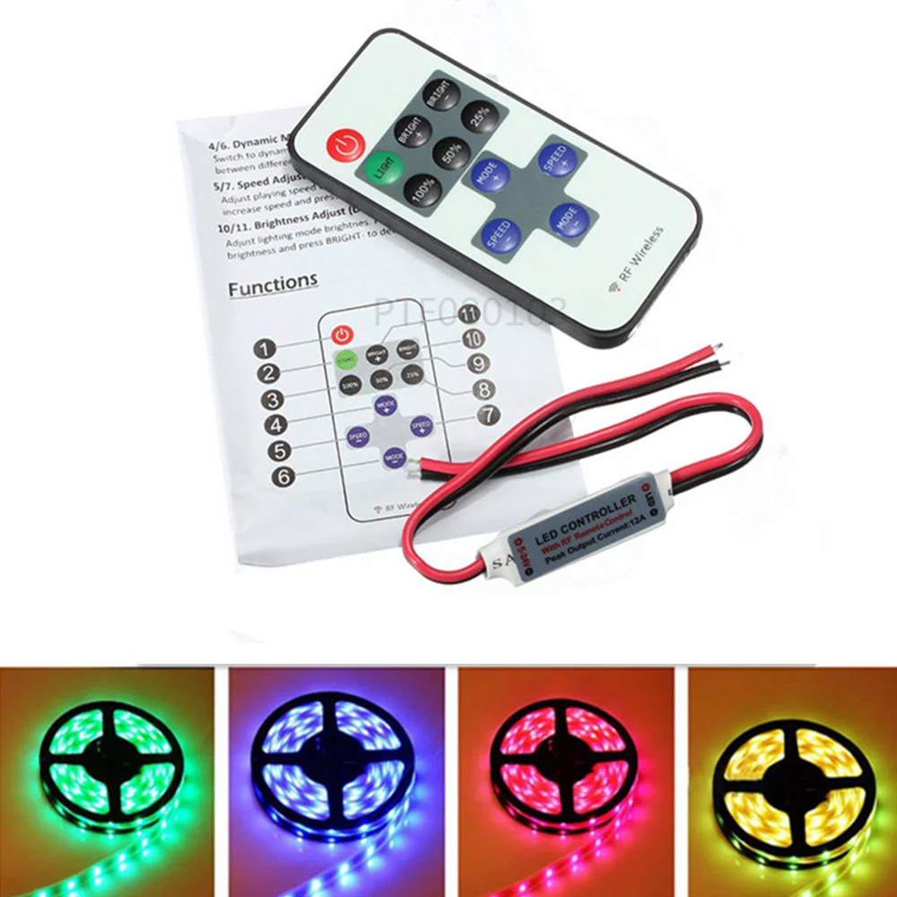 

LED Strip Controller Mini Dimmer RF Remote DC 5V 12V 24V 11key Controller For LED 5050 2835 Strip Single Color Light