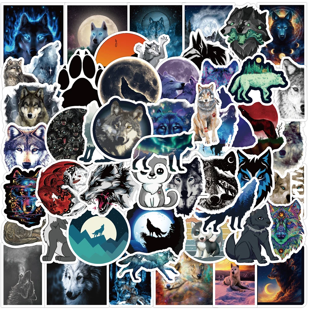 

10/30/50 шт., водонепроницаемые наклейки «волк»