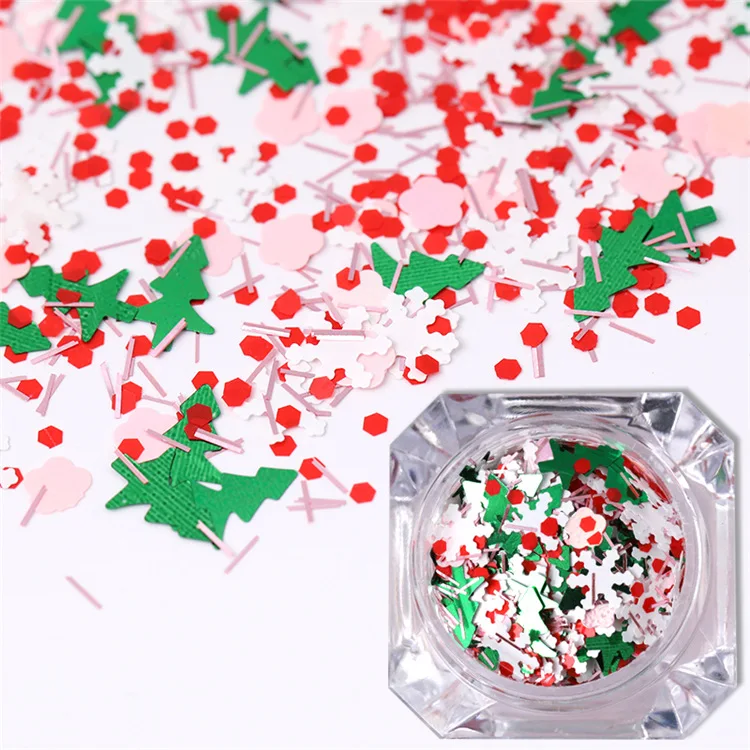 1 Box 3D Snowflakes Colorful Slices Nail Sequins Christmas Tree Art Decorations UV Gel Polish Thin Sticker Designs Manicure | Красота и