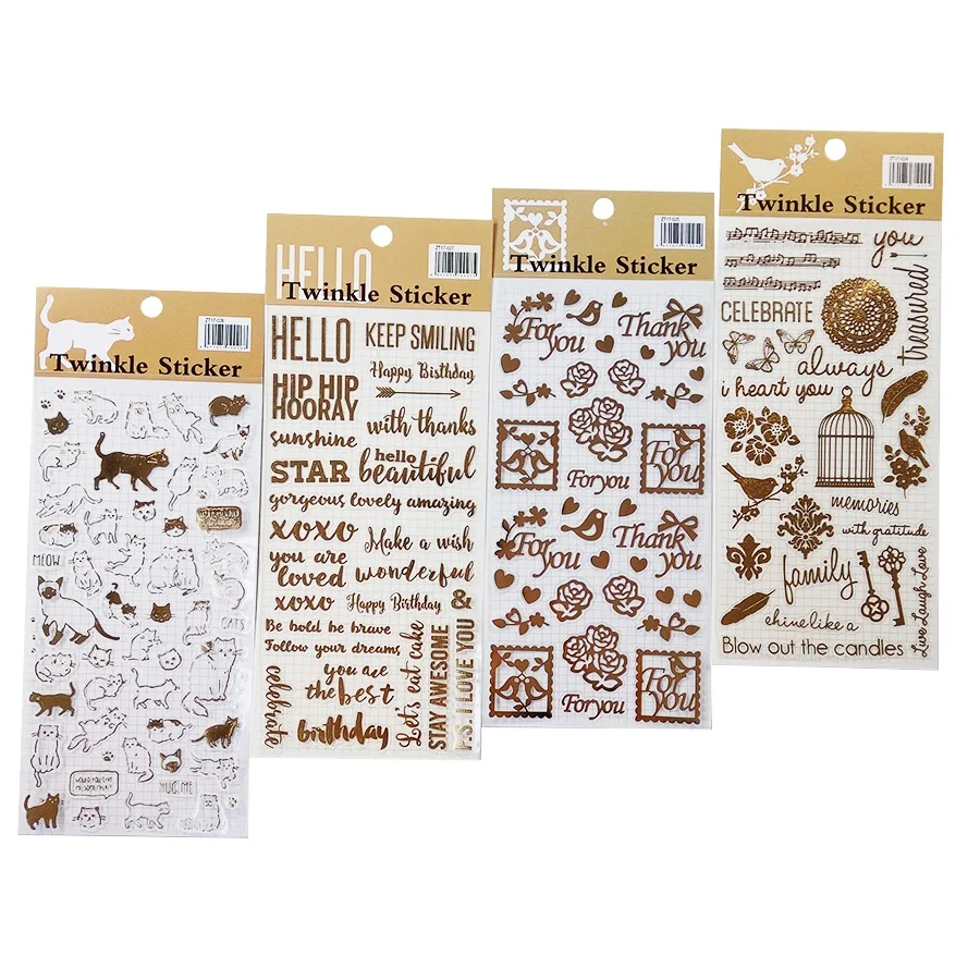

1Pcs/lot Golding Twinkle Daily Decorative Adhesive Stickers Scrapbooking Stick Label Diary Stationery Album Stickers