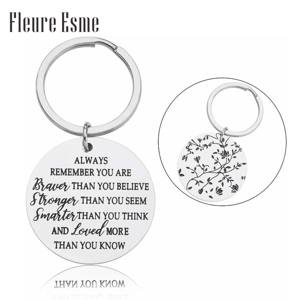 

Double-sides Keychain Always Remember You Are Braver Keychain for Women Men Teen Girls Boys Birthday Gifts for Son Daughter