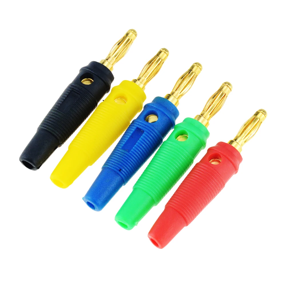 

5PCS Colorful 4mm Banana Plug Gold Plated Connectors Socket Welding-free Non-slip Soft Rubber Banana Head Lantern Type