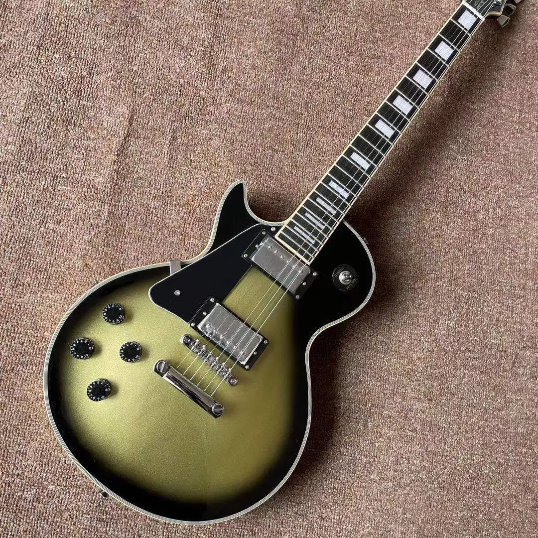 

New arrival left handed electric guitar in Metal yellow color with chrome hardware , ebony fingerboard ,fast shipping