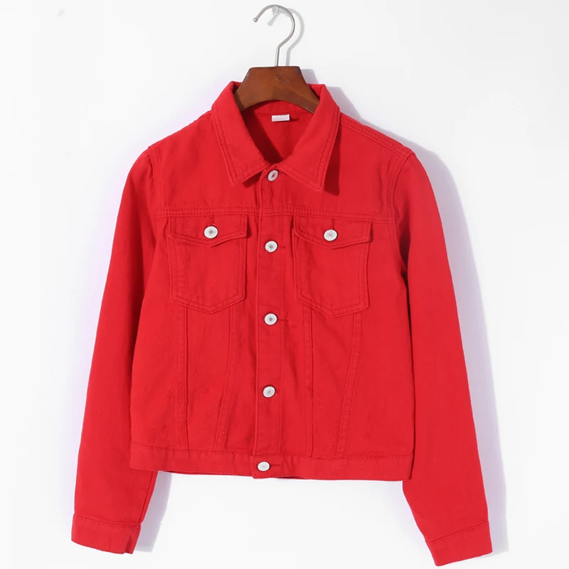 

Women's jeans jacket jacket 2021 autumn candy color casual short denim jacket