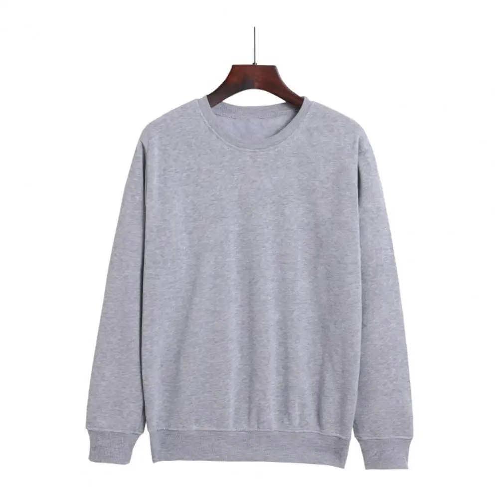 

2021 Simple New Leisure Solid Color Men Pullover Long Sleeve Autumn Winter Crewneck Plush Casual Sweatshirt Outwear