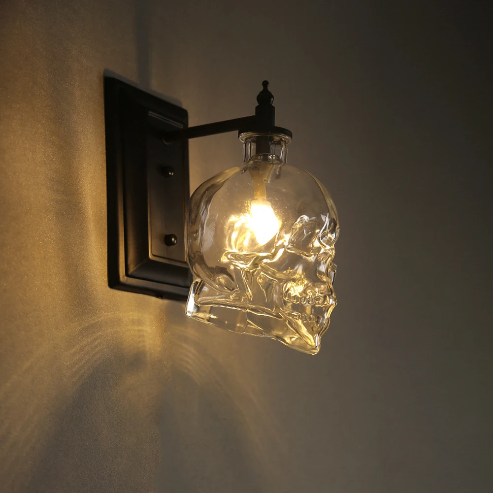 

Loft Personality Creative Halloween Skull Shape Bar Wall Light Nordic Modern Retro Industrial Style Skull Wine Bottle Wall Lamp