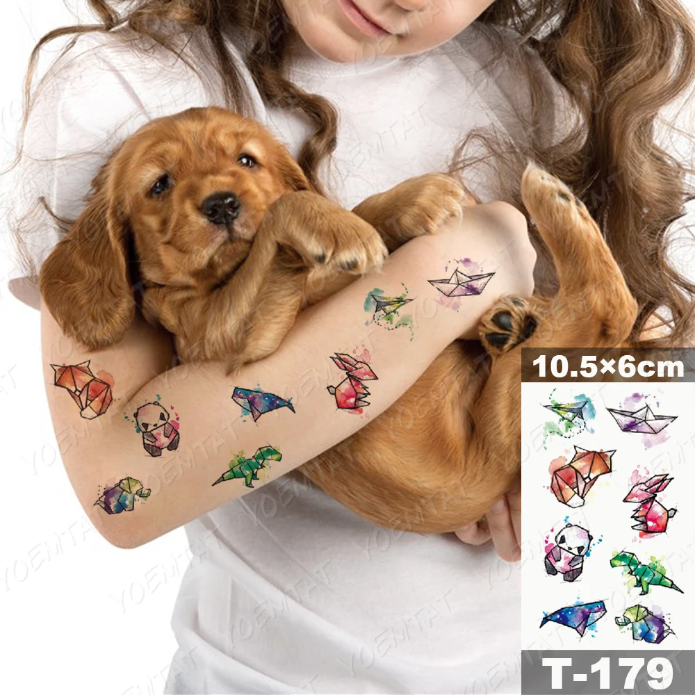 Waterproof Temporary Tattoo Sticker Panda Dinosaur Planet Butterfly Children Flash Tatoo Female Henna Body Art Fake Tatto Male