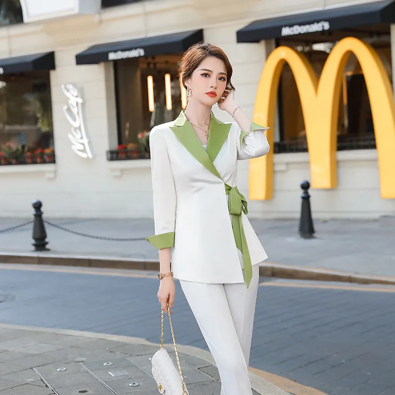 Autumn Business Wear Women's Suit Women's Fashion Formal Wear Stitching Women's Suit Overalls Korean Style Casual Small Suit