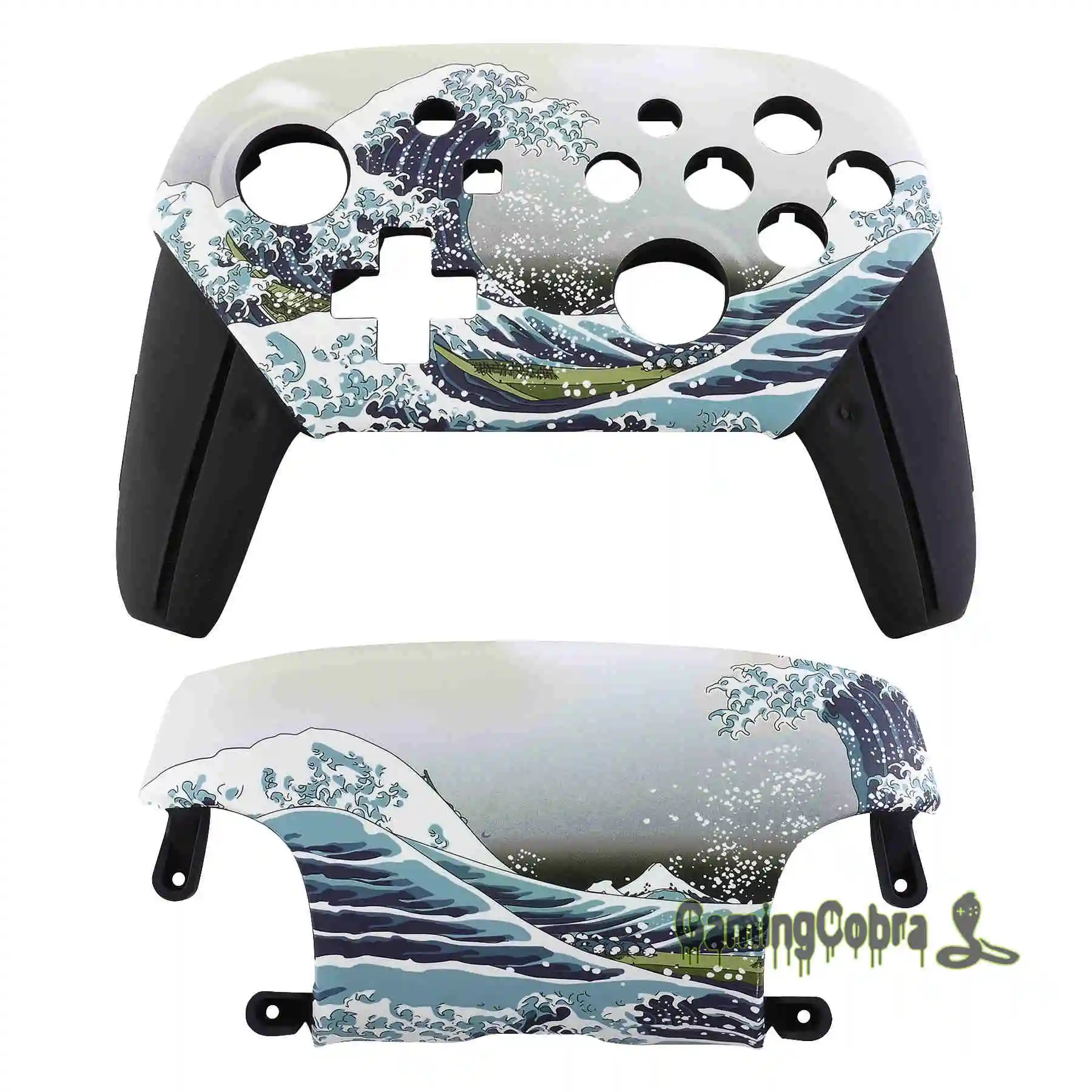 The Great Wave Заказная Узорчатая мягкая сенсорная Лицевая панель и задняя панель замена корпуса чехол для NS switch Pro контроллер - Цвет: The Great Wave