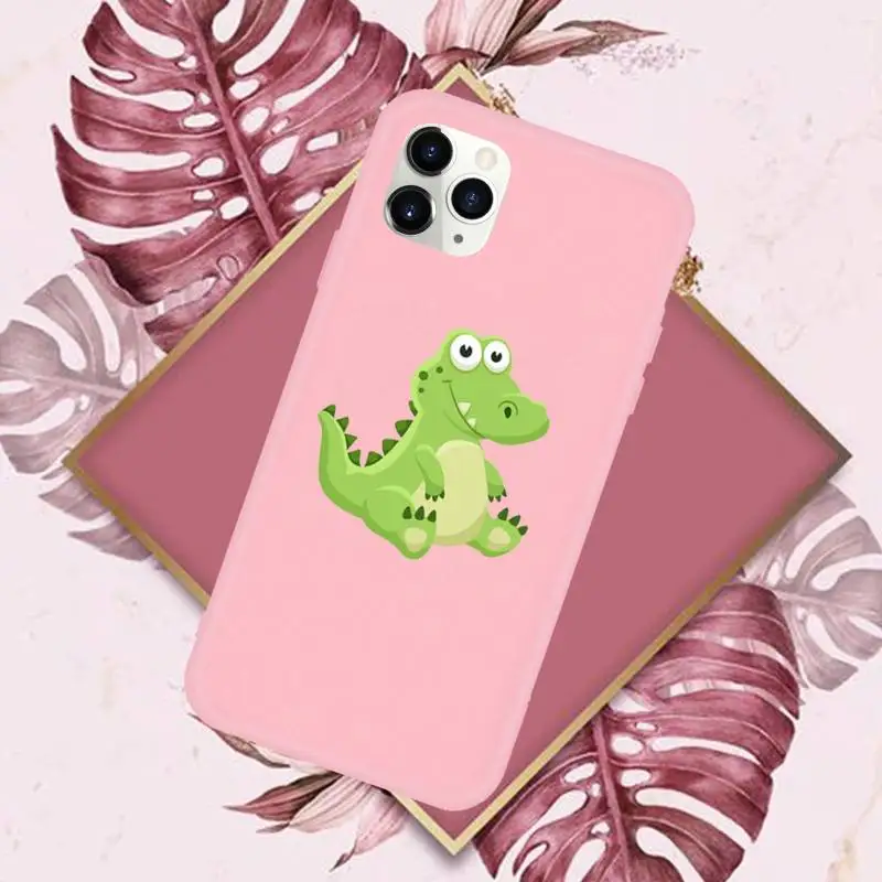 

Cute Cartoon Crocodile Phone Case Pink Candy Color for iPhone 11 12 mini pro XS MAX 8 7 6 6S Plus X SE 2020 XR