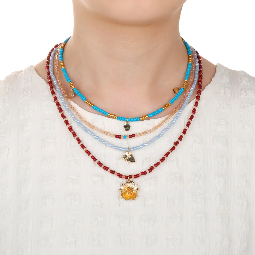 

Wgoud Bohemian Multicolor Beaded Necklace Set s Korean 2021 New Colorful Weaving Handmade Baroque Necklace Clavicle Choker Femme