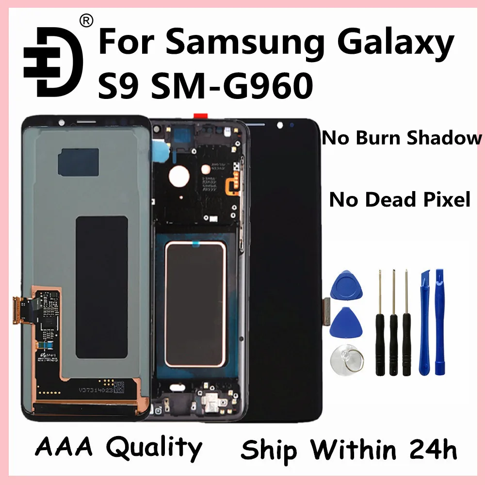 

5,8 "Оригинальный AMOLED ЖК-дисплей для Samsung S9, сенсорный экран, дигитайзер для Samsung GALAXY S9 G960F G960, ЖК-экран с рамкой