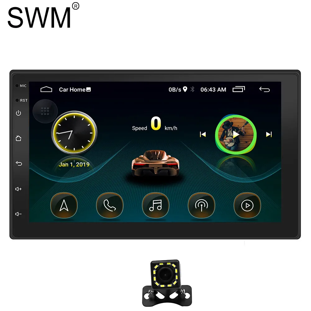 Авторадио 2 DIN Авторадио Android 8,1 мультимедийный плеер радио Coche сенсорный экран Wifi зеркало GPS Link радио Para автомобильное радио для машины - Цвет: with 12 Leds Camera