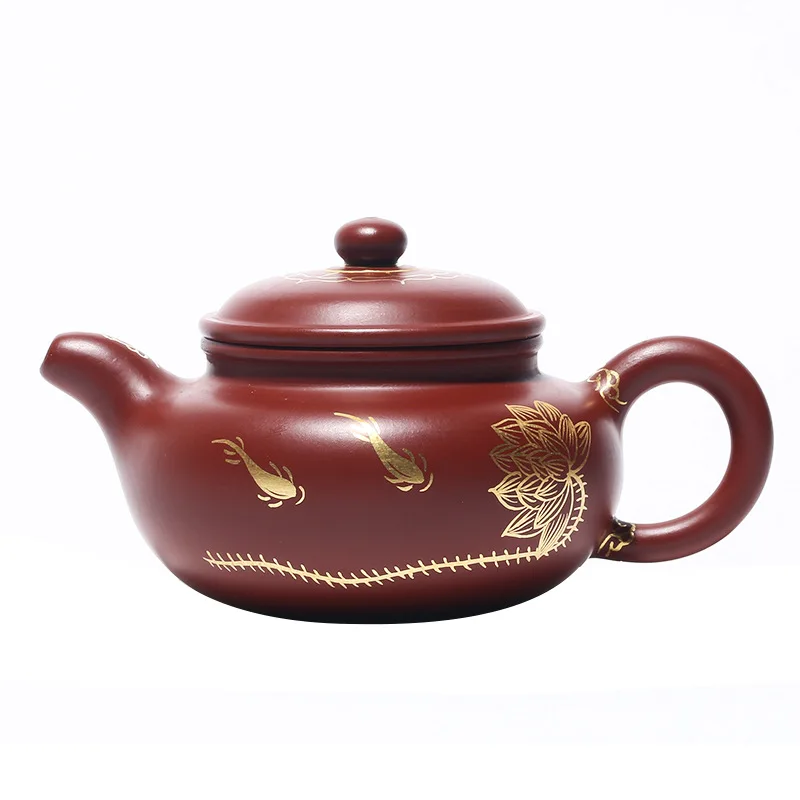 

Origin famous hand painted gold antique purple clay teapot raw ore Dahongpao tea set teapot mixed batch
