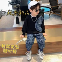 childrens clothing boys autumn set 2021 new spring and autumn korean version of the foreign cowboy color matching children two