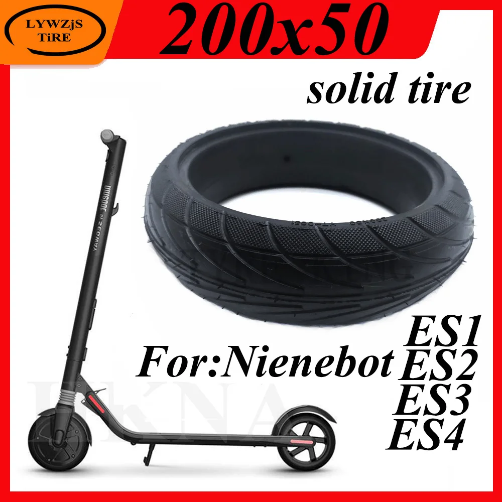 200x50 Solid Tire for Xiaomi Ninebot Segway ES1 ES2 ES4 Electric Scooter Solid Tyre Wheel 8 Inch Explosion-Proof Tubeless Tires