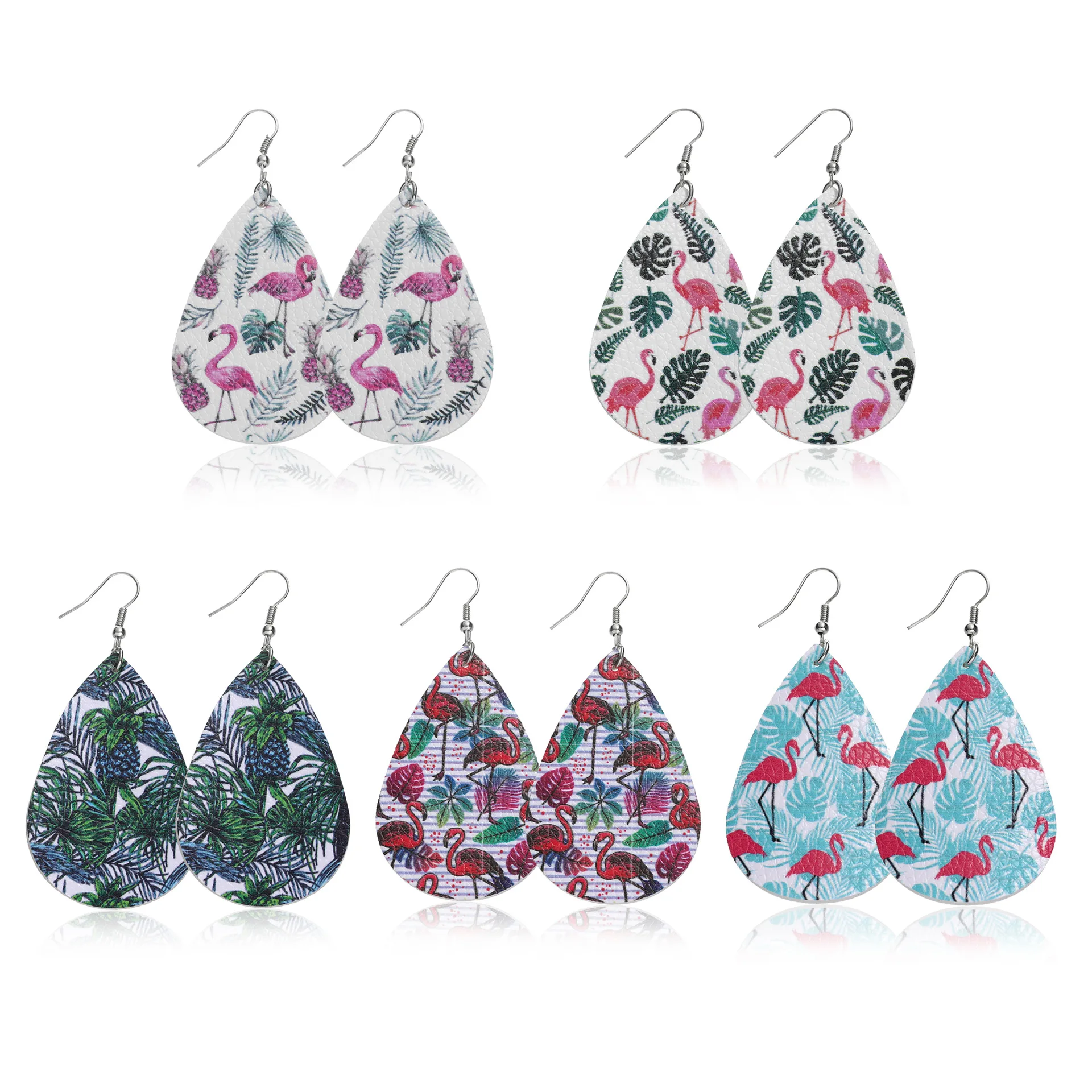 Женские кожаные серьги с подвесками 1 пара кожаных сережек зеленым фламинго и