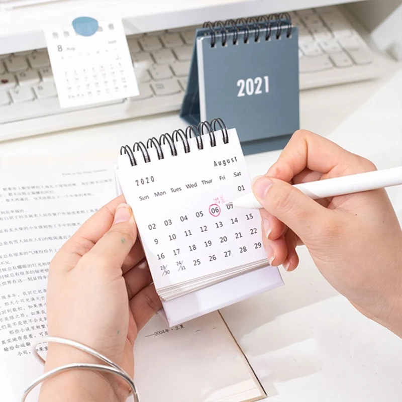 

2021 Mini Calendar Standing Desk Coil Calendar Desk Stand Up Calendar - Dec 2021