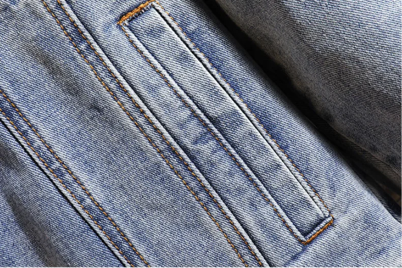 

Denim Jacket Men Embroidery Hole Plus size Coat Male Fashion Casual Single Breasted Lapel Jackets Spring New 2020