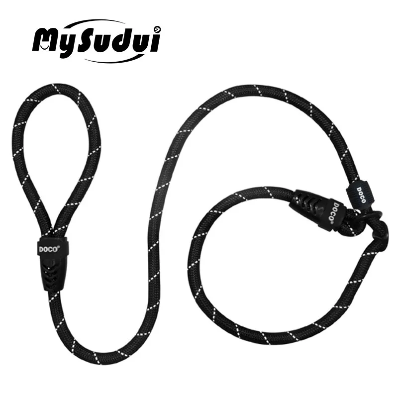 black MySudui Светоотражающий Поводок для собак, нейлоновый ремень для собак, поводок для бега светится в темноте, поводок для домашних животных, черный питбультерьер - Цвет: black