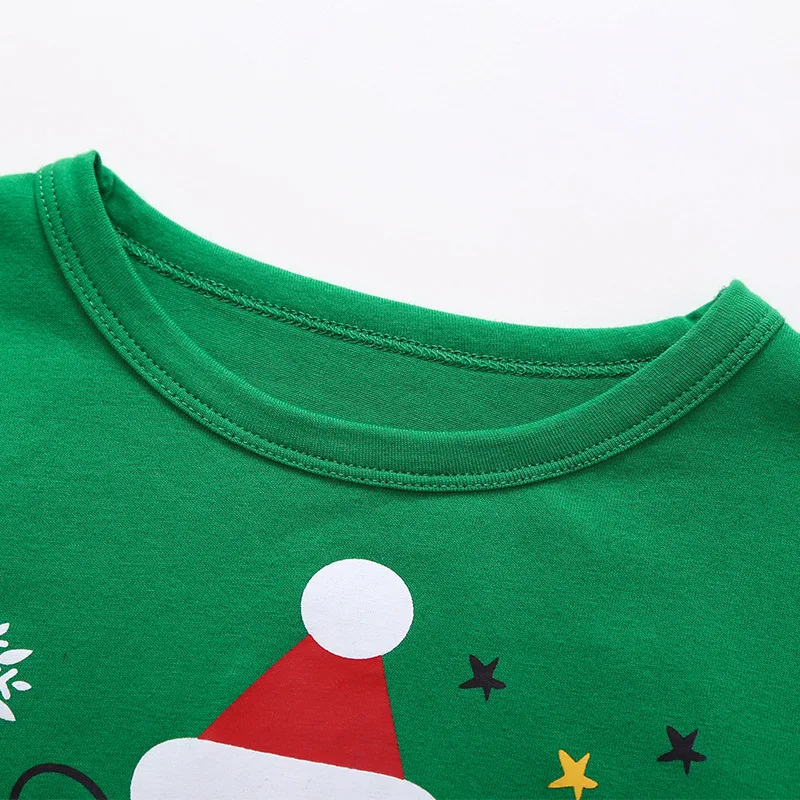 

Cotton new style print christmas santa clothing set children girl kids pajamas