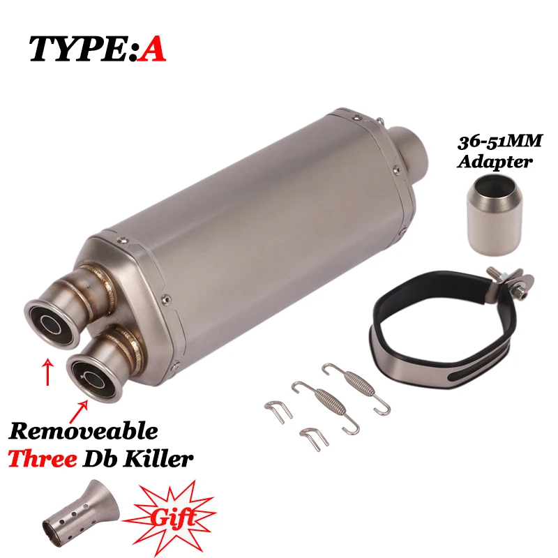 Универсальный выхлопной глушитель для мотоцикла с двумя отверстиями 51 мм