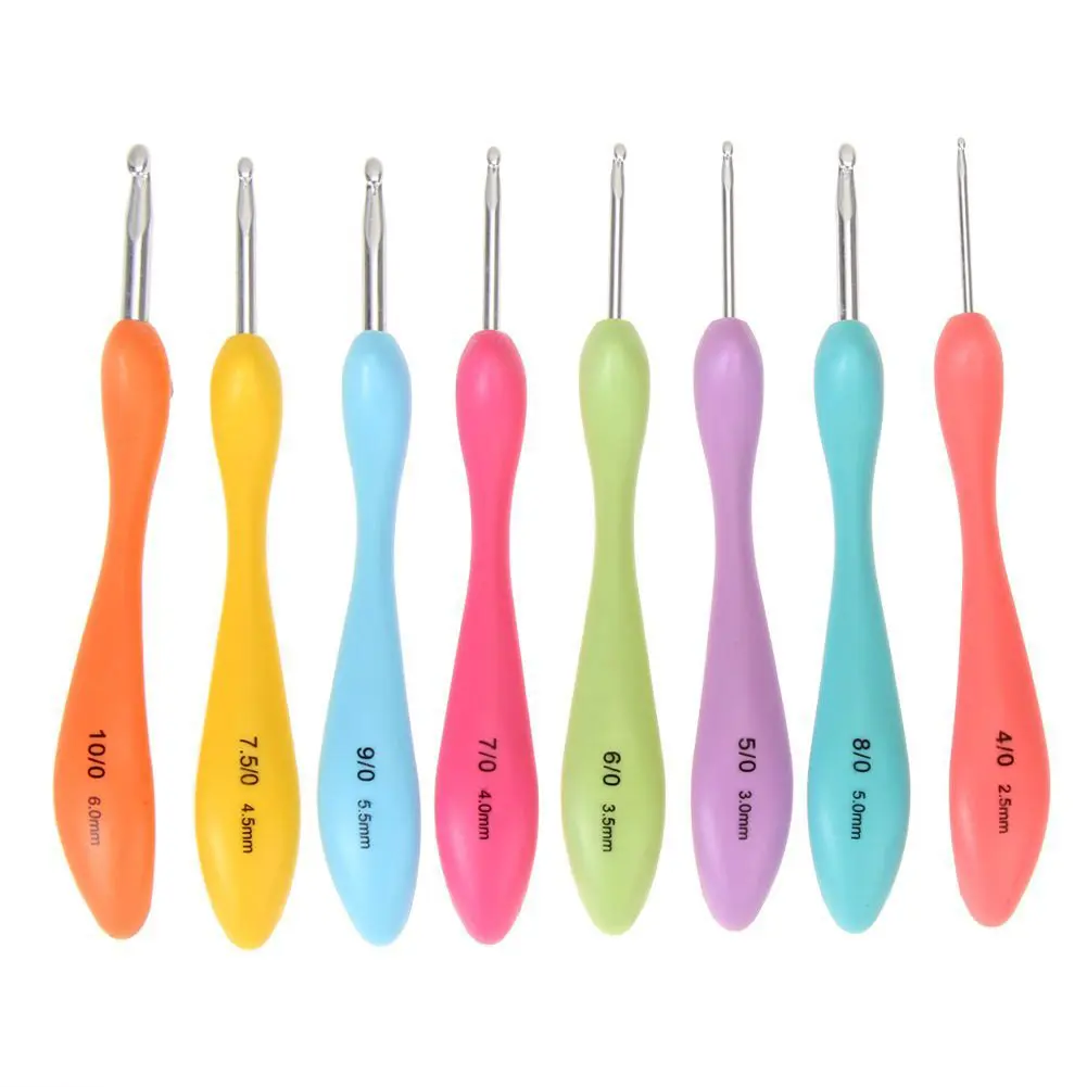 

8 Pcs/Set Crochet Hooks Knitting Needles Ergonomic Crochet Hook Sets Weave Yarn DIY Handmade Tools FU
