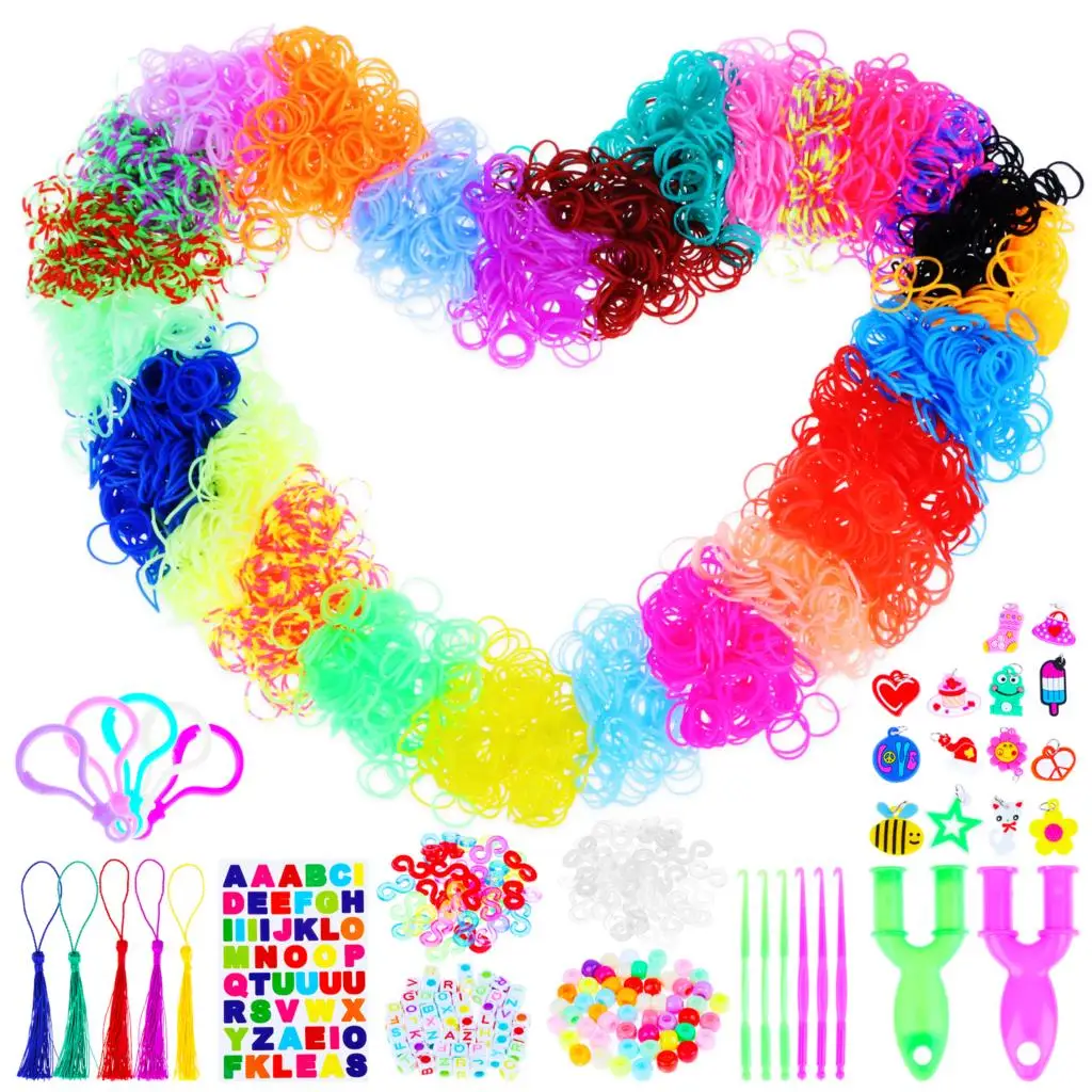 

12770+ Rubber Bands Bracelet Refill Loom Kit - 12150 Loom Bands 27 Color 6 Hook DIY Bracelet Silicone Elastic Bands Accessories