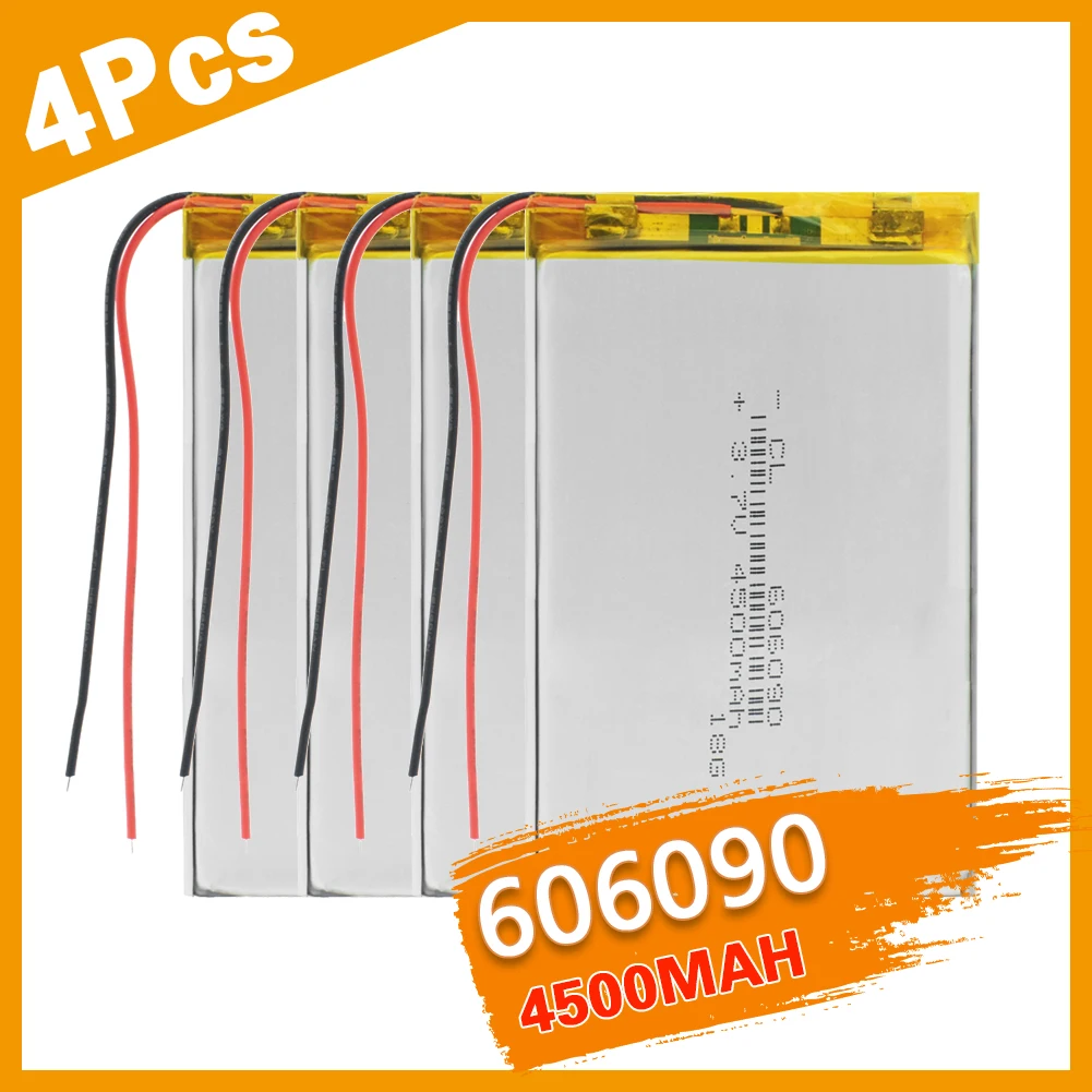 1/2/3/4 шт 3 7 v 606090 4500mAh литий полимерный аккумулятор перезаряжаемый с PCB для GPS