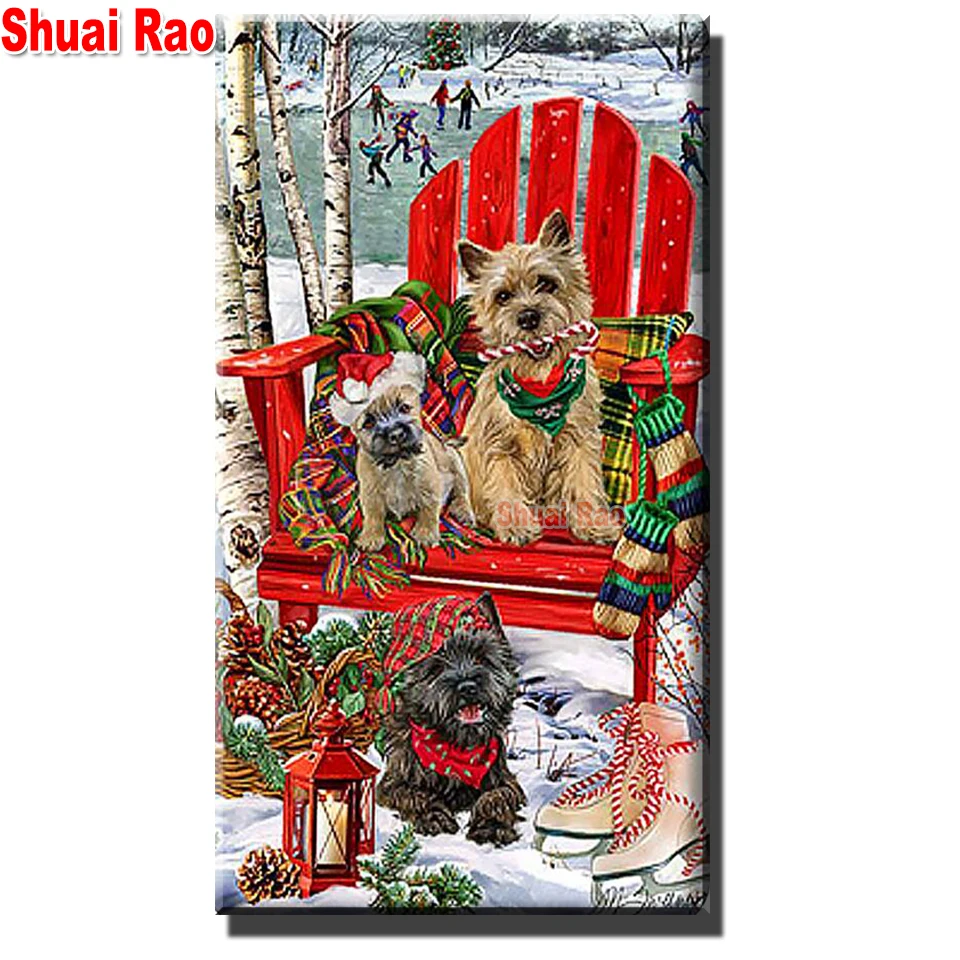 

large size diamond embroidery Cairn Terrier Christmas Art 5d diamond painting full square drill dream life diamond mosaic Dog 3d