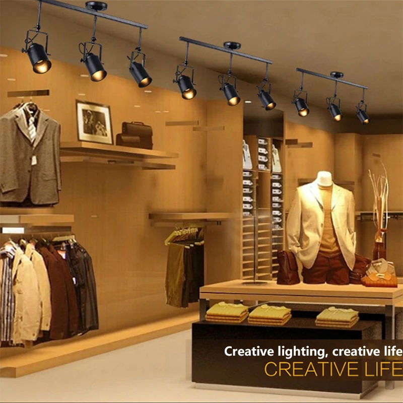 Лофт Промышленные светодиодные прожекторы Регулируемый черный подвесной