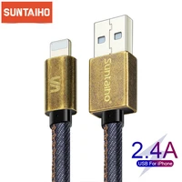 suntaiho usb cable for iphone 13 12 pro xs max xr x 7 8 6 plus 3a fast charging mobile phone cord data wire denim braided thread