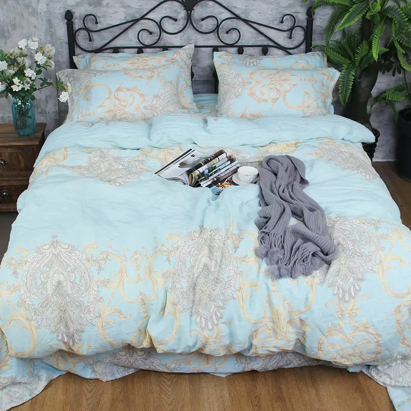 

100% Washed Linen Pringing Duvet Cover And Pillowcases Natural France Flax Quilt Cover Breatherable Ultra Soft Farmhouse Bedding