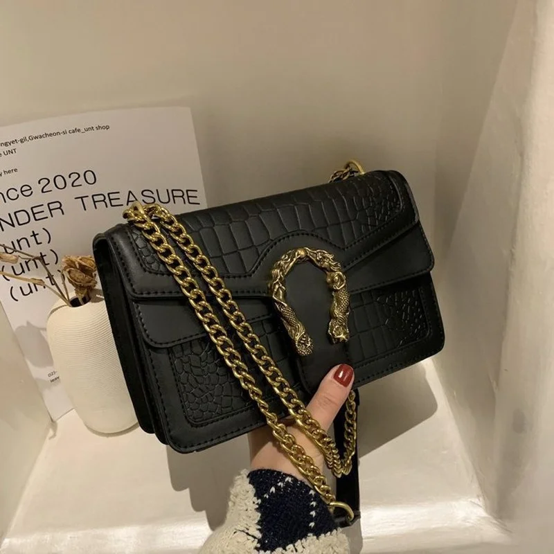 

Female Bag Handbag 2021 All-match Atmospheric Shoulder Fashion Chain Messenger Crocodile Pattern Women Small Clutch Purse Bag