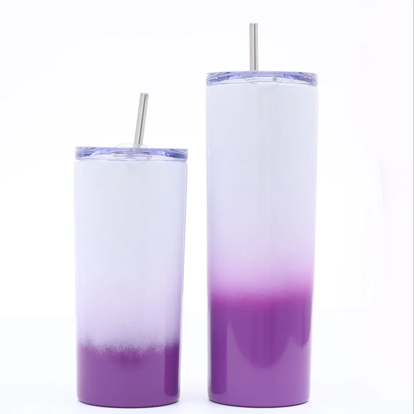 Тонкие стаканы 20 унций с крышками и соломинкой нержавеющая сталь Двойная