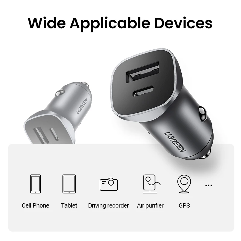 ugreen car charger type c fast usb charger for iphone 13 12 xiaomi car charging quick 4 0 3 0 charge moible phone pd charger free global shipping