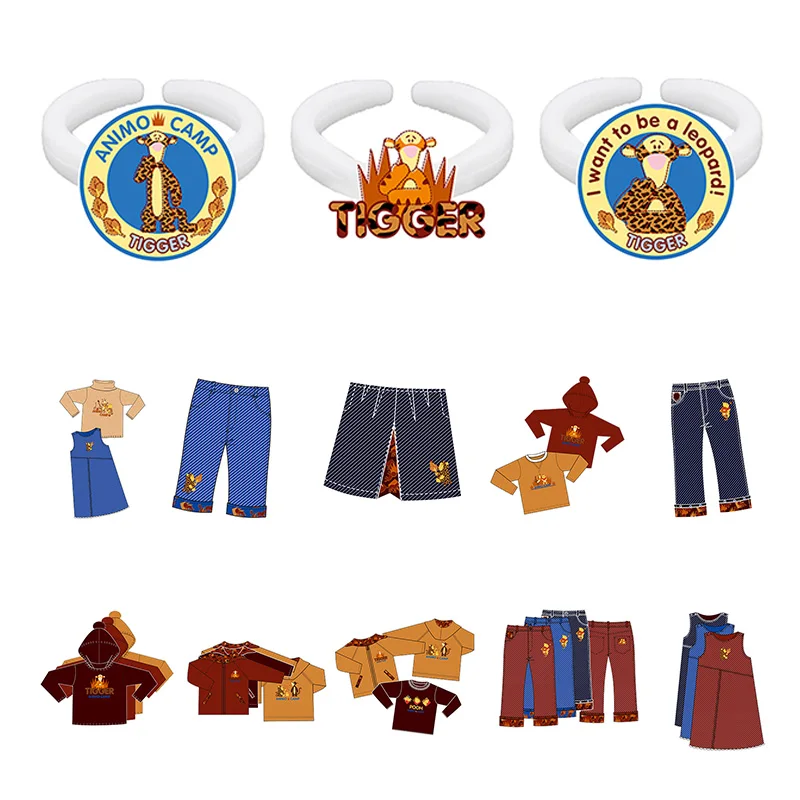 

Disney Jump Tigger Image Clothes Pants Cartoon Classic Cute Image Acrylic Ring Animated Character Pattern Ring Epoxy Ring