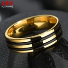 Auxauxme простые черные двухрядные глазурованные кольца золотые титановые стальные аниме Anel Masculino Aneis Alliance для мужчин и женщин ювелирные изделия