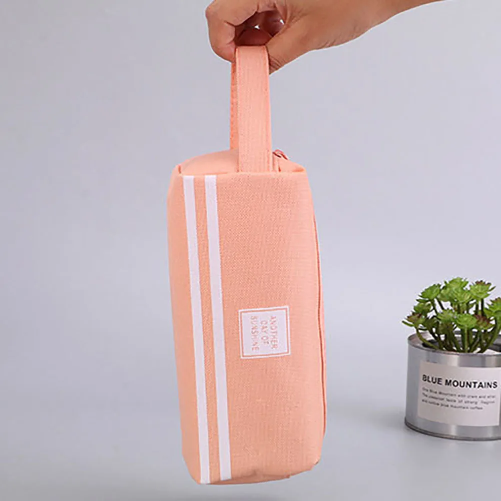 Портативный двойной Слои дизайн большой Ёмкость молнии мешок ручки Пенал из