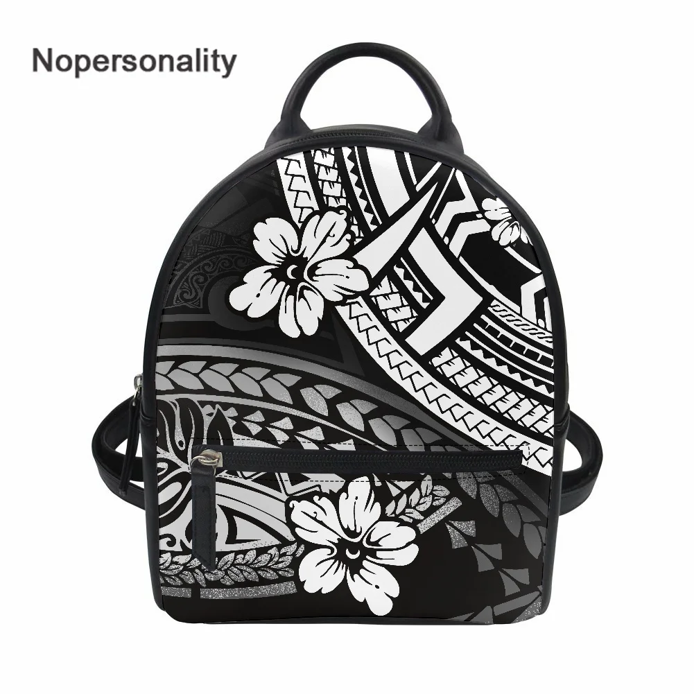 

Nopersonality Polynesia Hibiscus Style Backpack Fashion Woman Shoulder Bag Personality Lady Leather Bag for Teenager Girls