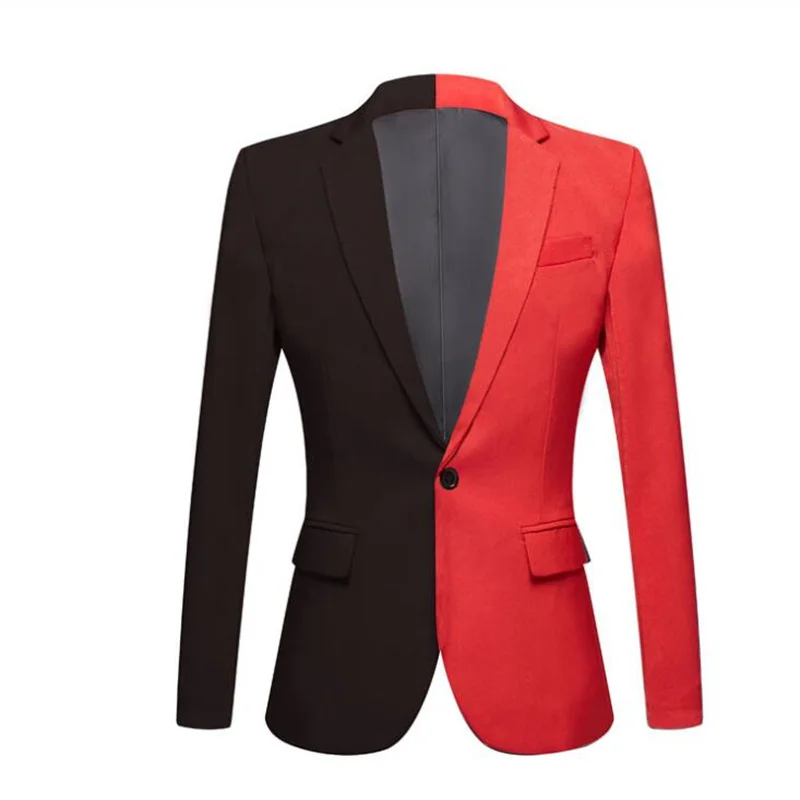 Men's suit fashion dress veste homme luxe jacket personality color matching nightclub bar singer performance clothing stage host