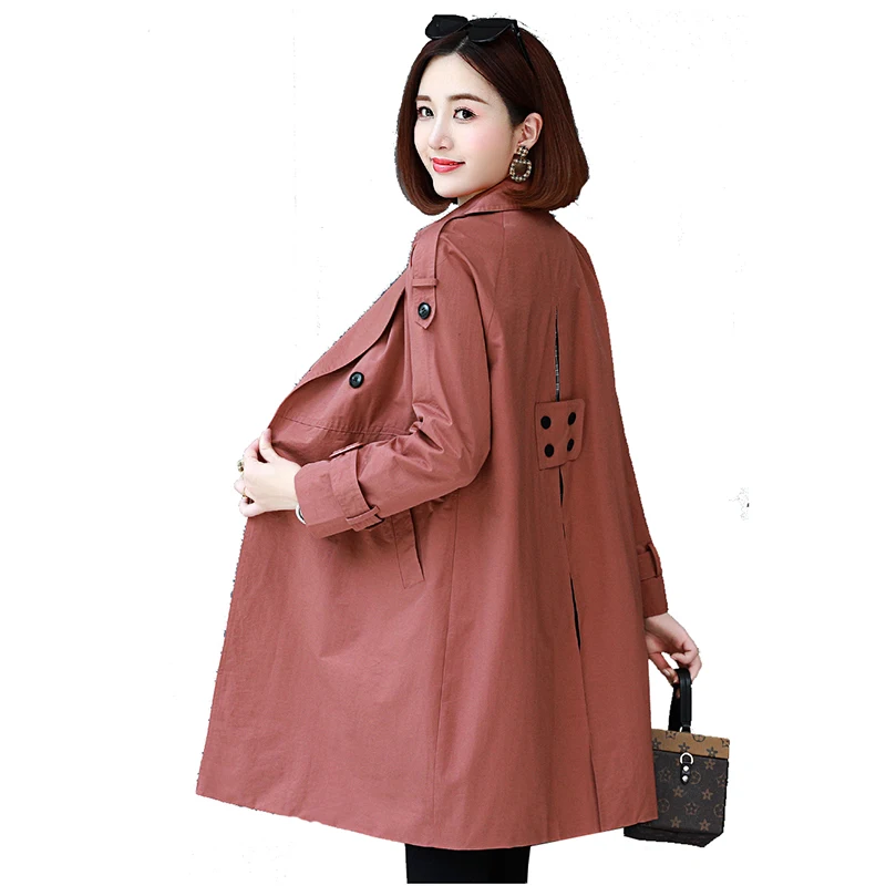 

Windbreaker Coats Women's Medium Length Autumn New Korean Loose Double-Breasted Chic Jacket Female Popular Spring Outerwear Tide
